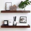 Floating Shelves for Wall, 22.5" Wall Mounted Rustic Wood Shelves for Bathroom, Bedroom, Living Room, Kitchen, Office, Hanging Shelf for Books/Storage/Room Decor Capacity (Brown, Set of 2) 