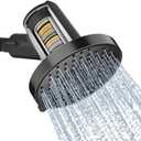 SR SUN RISE Filtered Shower Head - High Pressure Rain Shower Head with 20-Stage Filterr, 6 Spray Modes for Hard Water Softener, Remove Chlorine & Heavy Metals (Black, 5.5 Inch Round)