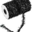 50 Yards Christmas Tinsel Garland Thin Glitter Metallic Holiday Twist Tinsel Garland Decoration for Christmas Tree Birthday Party Wedding Gift Wrapping Decorations Supplies(Black)