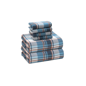 RUVANTI Flannel Sheets Queen Size 6 Pcs  100% Cotton Double Brushed Bed Sheets, Deep Pockets 16 Inches Queen Sheet Set, All Seasons Breathable, Extra Soft & Comfy, Dynasty