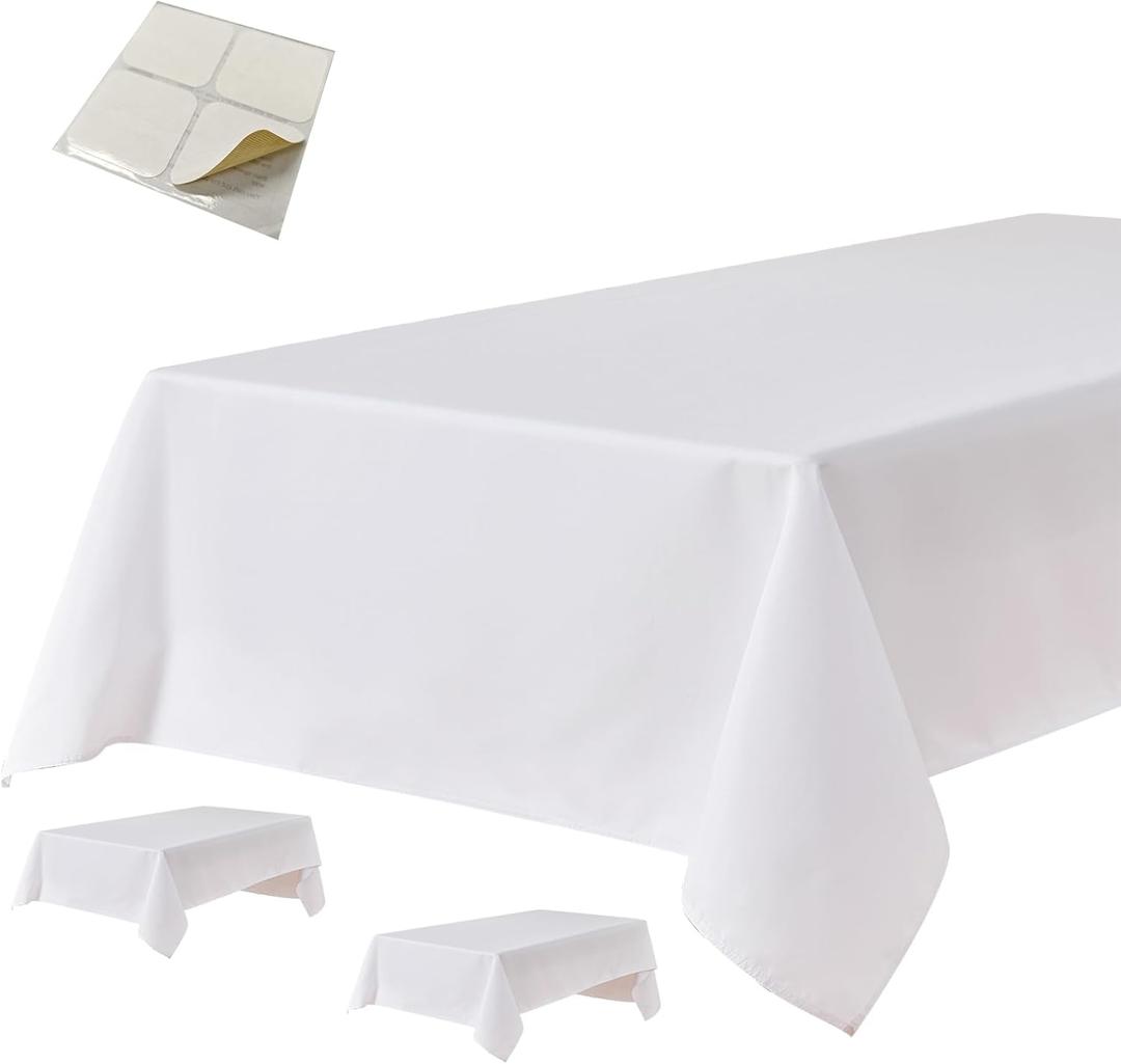 BALCONY & FALCON 2PC Rectangle Tablecloth Waterproof and Stain-Resistant Oxford Table Cloth Machine Washable Table Cover for Weddings Holidays Restaurants Parties and Gardens(White, 57x118)
