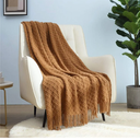 CREVENT Home Farmhouse Decor Rustic Couch Sofa Chair Bed Throw Blanket, Soft Warm Light Weight for Travelling in Spring Summer (50''X60'' Brown)