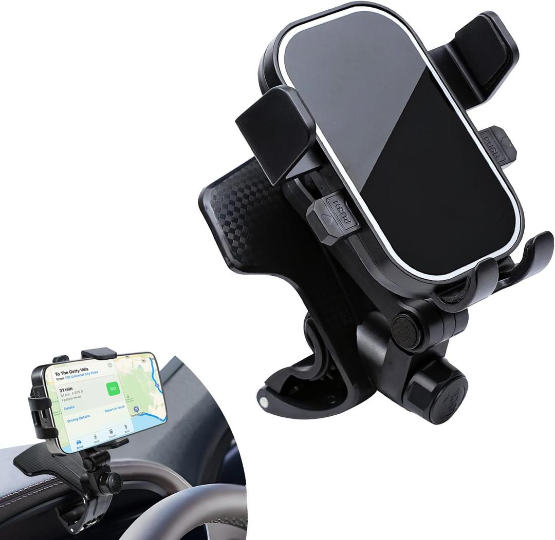 Hovom Phone Holder for Cars Dashboard, Stable Cell Phone Car Mount, 360 Degree Rotation Phones Mount Clip, Adjustable Vehicle Cellphone Holder for All Smartphones, Universal Car Accessories