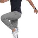 Men's Sweatpants Athletic Pants Joggers with Zipper Pockets Lightweight Quick Dry Workout Track Pants for Gym Running (Gray, L)