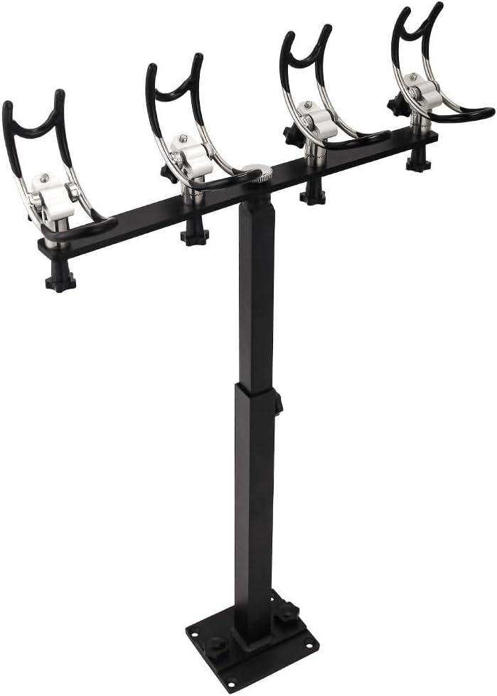 360 Degree Rotation & Adjustable Height PVC Coated Aluminum Fishing Rod Holder with Mounting Plate for Boat Yachts and More