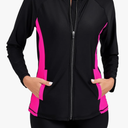 Women’s 3 Piece Long Sleeve Rash Guard with Built in Bra Zip Swim Shirt with Pocket and Shorts UPF50+ Swimsuit, Size M