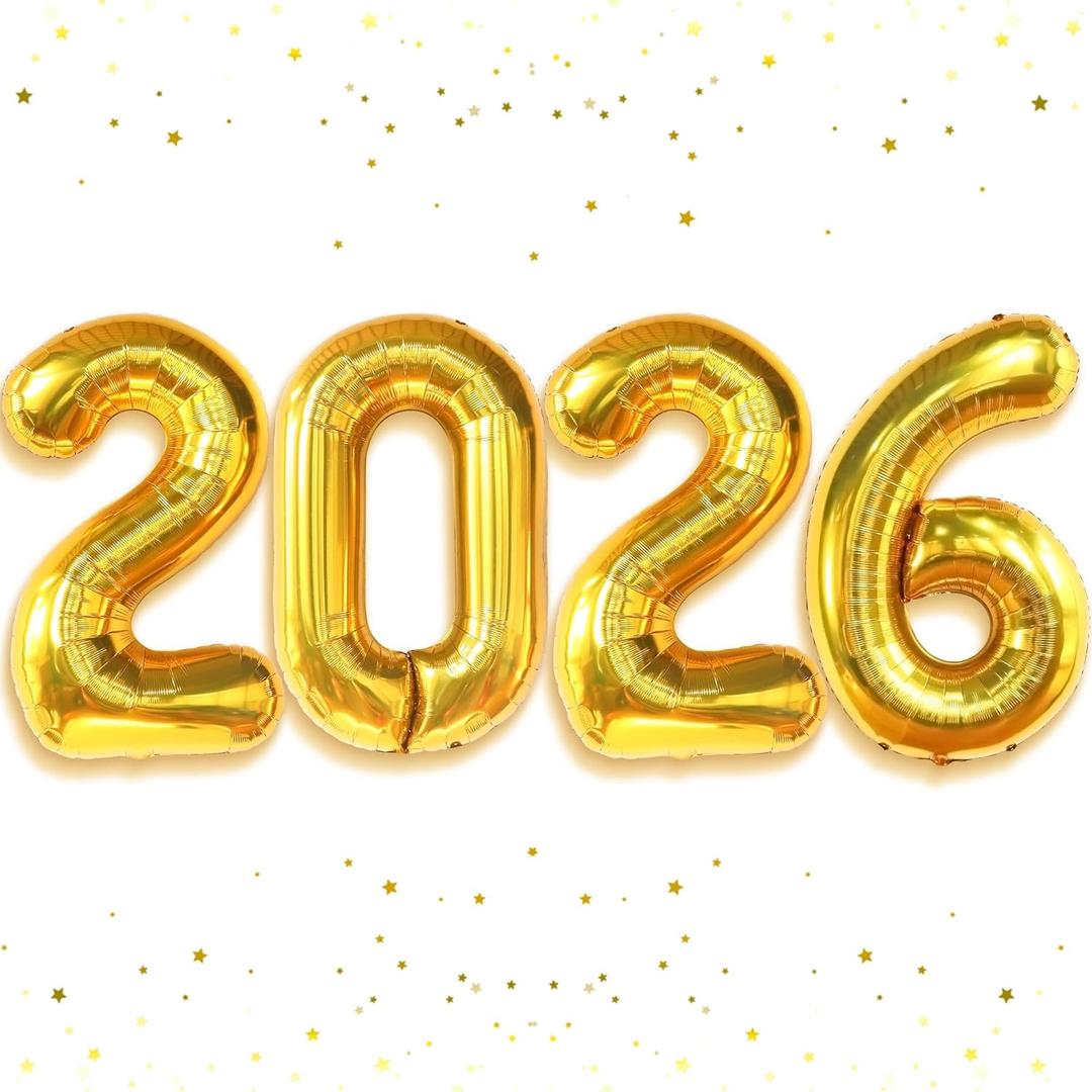 Katchon, Giant Gold 2026 Balloons - 42Inch | New Year Balloons | 2026 Balloon Numbers | Gold Balloon for New Years Decorations 2026 | NYE Decorations | New Years Eve Party Supplies 2026