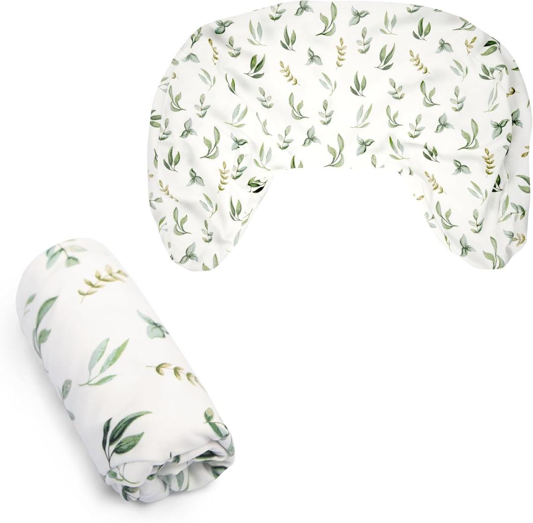 Boppy Nursing Pillow Cover, Organic Green Leaves, Single Cover, Easy-On Slipcover with Gentle 100% Organic Cotton Fabric for The Redesigned Nursing Pillow