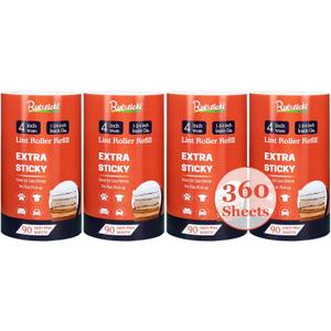 4 inch Lint Roller Refills Only for Scotch Brite, Everyday Clean Lint Roller Refills 3 Pack, Pet Hair Pickup Extra Sticky 90 Sheets per Refill, 360 Adhesive Sheets Total