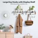 Key Holder Wall Mount with Shelf, 4 in 1 Coat and Key Hanger with Metal Hooks, Entryway Wall Mounted Shelf with Mail Holder for Living Room, Bedroom (White)