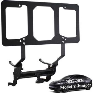 Front License Plate Holder for Tesla Model Y Juniper 2025-2026, No Block Camera Visibility, No Drill No Adhesives License Plate Frame Bracket Mounting Kit with Anti-Theft Feature Accessories