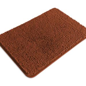 Rust Bathroom Rugs  Absorbent and Washable Bath Mat, Non-Slip, Thick Soft Chenille Bath Rugs for Bathroom Floor, Shower, Sink - 17" x 24"