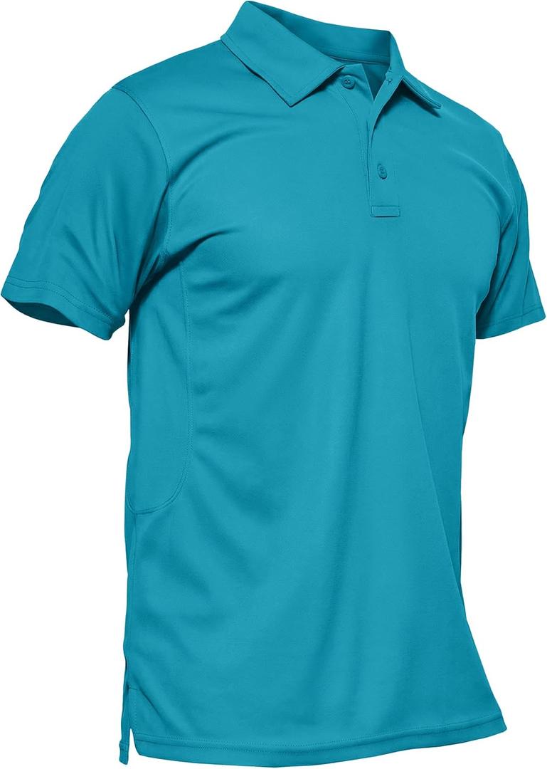 MAGCOMSEN Men's Polo Shirts Short Sleeve Cotton Pique Golf Shirt Casual Collared Shirt Lightweight Work Shirts with 3 Buttons (Blue, XXL)