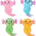 4 Pack Axolotl Stress Relief Balls, Slow Rising Maltose Squeeze Fidgets for Desk Office Decor, Soft Dough Sugar Balls, Animal Novelty Squishies for Adults, Funny Gifts for Party Favors