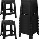 TURSTIN 12 Pack Plastic Stools 16.9 Inch Black Nesting Stools Portable Backless Bar Stool Flexible Seating Chairs for Classroom Office Home