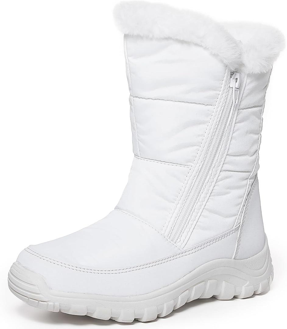 POLAR Womens Memory Foam Twin Zip Opening Pull On Nylon Waterproof Thick Faux Fur Lined Winter Rain Snow Boots Size 10