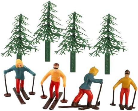Skiers and Evergreen Trees Winter Cake Wonderland Topper Decoration Set