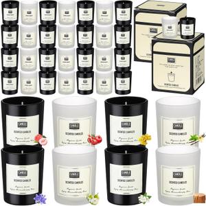72 Pcs Scented Candles Bulk Home Aromatherapy Candle Gift for Women 8 Fragrance Long Lasting Soy Wax Jar Candles for Mother's Day Thanksgiving Christmas Coworker Employee (Fresh, Black White)