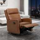 3-in-1 Swivel Rocking Recliner Chair, Oversized MALOL Glider with Ergonomic Back, PU Leather Recliner for Living Room and Nursery (Cocoa)