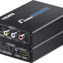 RCA Svideo to HDMI Converter with AV + S-Video Cables, RCA Composite CVBS AV or Svideo + R/L Audio Input to HDTV Output Upscale Converter