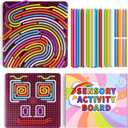Sensory Activity Board - Large Silicone Fidget Toy for Autism, Anxiety, Stress Relief, Calming & ADHD, Double-Sided Silent Sensory Activities for 3+ Kids, Adults with Portable Travel Bag & 30 Strings