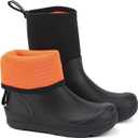 Showave Kid's Rain Boots Waterproof Rubber Mud Boot Boys Girls Insulated Durable Neoprene Outdoor Boots All Seasons (5 Big Kid, Black)