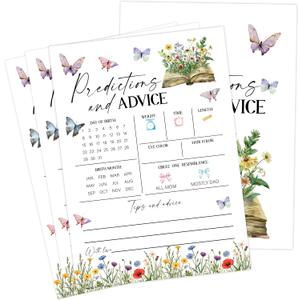 Storybook Baby Shower Games, Wildflower Butterfly Predictions And Advice Game for 30 Guests with Game Cards, Gender Reveal, Baby Shower Supplies & Decorations (DV44)