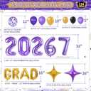 Party Spot2026 Purple and Gold Graduation Party Decorations,124 PCS Graduation Decorations Class of 2026,4 PCS Balloons Boxes with LED Light String & Letters 2026 GRAD So Proud of You