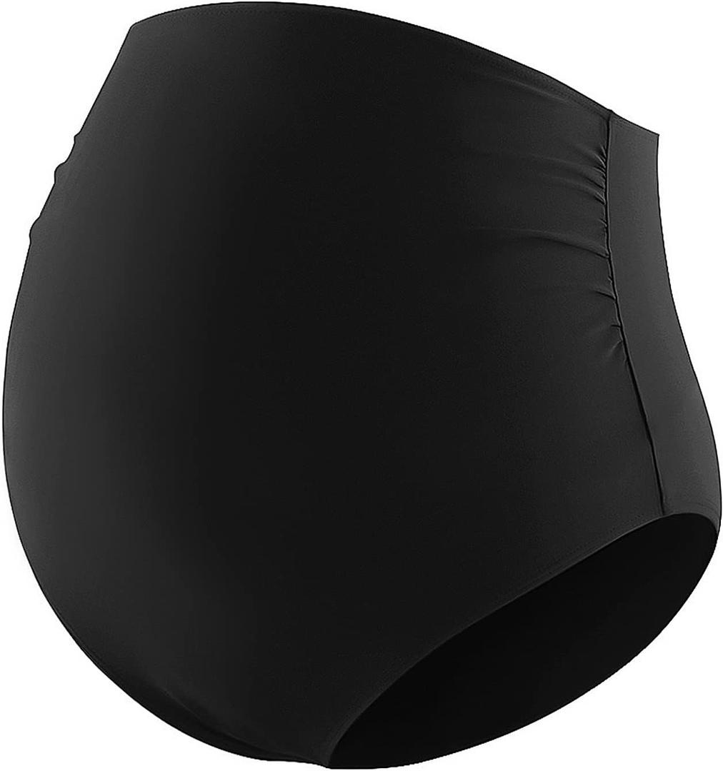 Bhome Maternity Bikini Bottoms Over Belly Bathing Suit Bottom Ruched Tankini Briefs Black Medium 