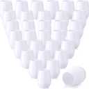 Layhit 32 Pcs White Stemless Wine Glasses Plastic Reusable Unbreakable Whiskey Champagne Drinking Glasses Cups for Wedding Anniversary Mother's Day Birthday Party(10 Oz)