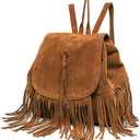 Women Backpack Purse Suede Fringed Tassel Shoulder Bag Fashion PU Leather Travel Bag Daypacks Purse