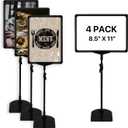 Sign Holder Stand 8.5x11 Inch for Floor Table, Adjustable Tabletop Sign Holder Floor Poster Stand, Vertical & Horizontal View (Black,4Pcs)