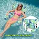 Blueweenly 2 Pack Inflatable Pool Float for Adult Adjustable Hammock Float Chair Fabric Pool Lounge Chairs Blow up Water Chairs Rafts for Summer Swimming Party Fun(Tropical,Blue,Green)