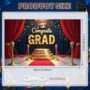 2026 Graduation Party Decorations Backdrop Class of 2026 Congrats GRAD Banner with Red Curtain Stage Design for Indoor Outdoor Graduation Party Decor Photo Booth Props