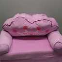 MOONBEEKI Kids Foldable Sofa Bed, Princess Chair for Toddlers 1-3, Pink Cartoon Shape, High Density Foam, Fold Out Couch for Bedroom, Sofa Bed for Girls, 15.1x19.7x2.4 inches, 4.4 lbs