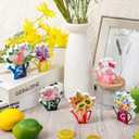 Yookeer 6 Pcs Spring Wooden Signs Decor Wood Tabletop Spring Flowers Tiered Tray Decorations Watering Can Table Centerpiece Wall for Home Office Farmhouse Tabletop