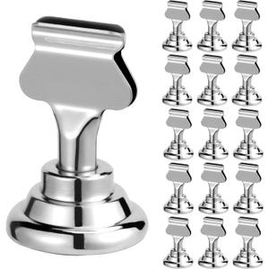 ERYTLLY 16 PK Place Card Holders 1.7 inches Table Card Holder Steel Card Holders for Weddings,Birthdays,Photos, Memo Notes, Restaurants (Silver)