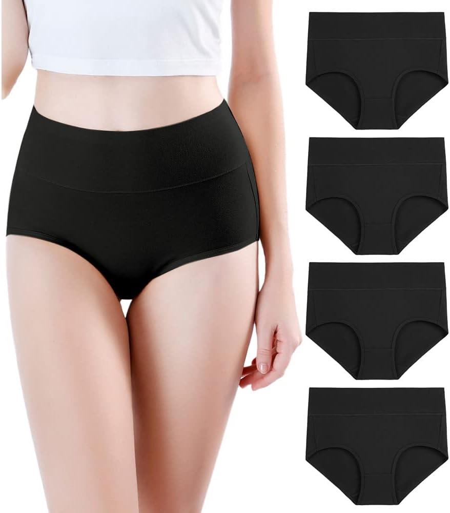 wirarpa Women's Modal Underwear Soft High Waist Briefs Ladies Panties 4 Pack (Regular & Plus Size) (3X-Large)