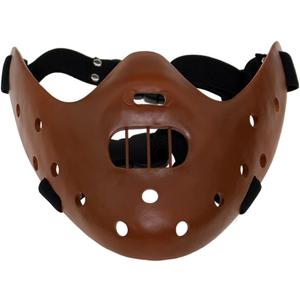 Bulex Halloween Mask Hannibal Lecter Mask Scary Halloween Realistic Horror Killer Mask Role Play Half Face Headwear Cosplay Resin Prop Brown