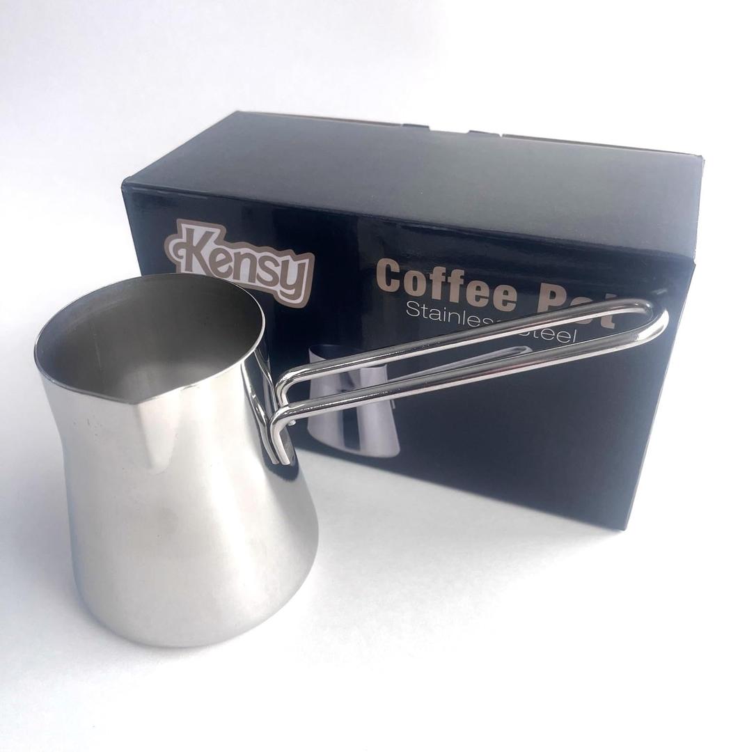 Stainless Steel Turkish Coffee Pot,Tea Maker, Chai, Arabic, Briki Greek,Cezve Ibrik, Midi with Spout, Stove Top, Milk, Sauce, Chocolate Warmer Butter Melting Pan with Handle 12oz/355 ml 4-5 Serve 1PC