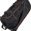 110L Expandable to 140L 32 Foldable Oxford Soft-Sided Rolling Duffle Bag with 2 Heavy-Duty Wheels,3 Large Compartments,Adjustable Shoulder Strap and Attached Organizer Pouch,Black Orange