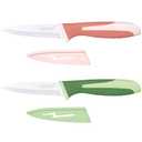 EANINNO Paring Knife with Cover Silicone Handle, 2 PCS Small Kitchen Paring Knives Set 3.5" Sharp for Fruit Vegetable Peeling Cutting, Stainless Steel