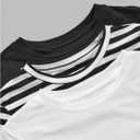 RoseSeek Girl's Long Sleeve Shirts Crew Nekc Slim Fitted Tight Fall Basic Tees Cute Crop Tops for Girls (Black and White)