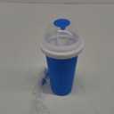 Frozen Magic Slushy Maker Cup - Slushie Cup for Making Various Milkshakes and Ice Creams,Double-Layer Squeeze Reusable Smoothie Cup - Great Gifts for Family and Friends (Blue)