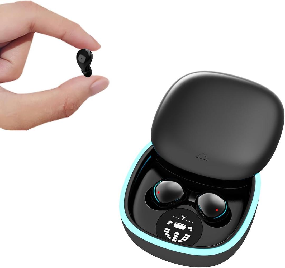 Invisible Small Mini Wireless Bluetooth Earbuds for Small Ears Sleep Low Profile Tiny Discreet Hidden Earbuds for Work Invisible Ear Buds Headphones Black