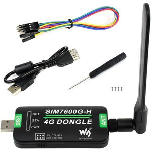 SIM7600G-H 4G DONGLE with Antenna, Industrial Grade 4G USB/UART, Communication and GNSS Positioning Support PC/Raspberry Pi/Drone/Industrial Computer, Support Global Band