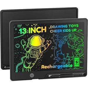 13 Inch LCD Writing Tablet for Kids, Rechargeable Erasable Doodle Board Colorful Toddler Drawing Pad, Preschool Learning Toys Christmas Birthday Gift 3 4 5 6 7 Year Old Girls Inky Black