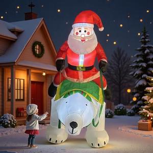 6 FT Christmas Inflatables Santa Clause Riding Bear with Shaking Head Outdoor Decorations Blow Up Yard Decor with LED Lights for Xmas Holiday Party Indoor Garden Lawn Décor