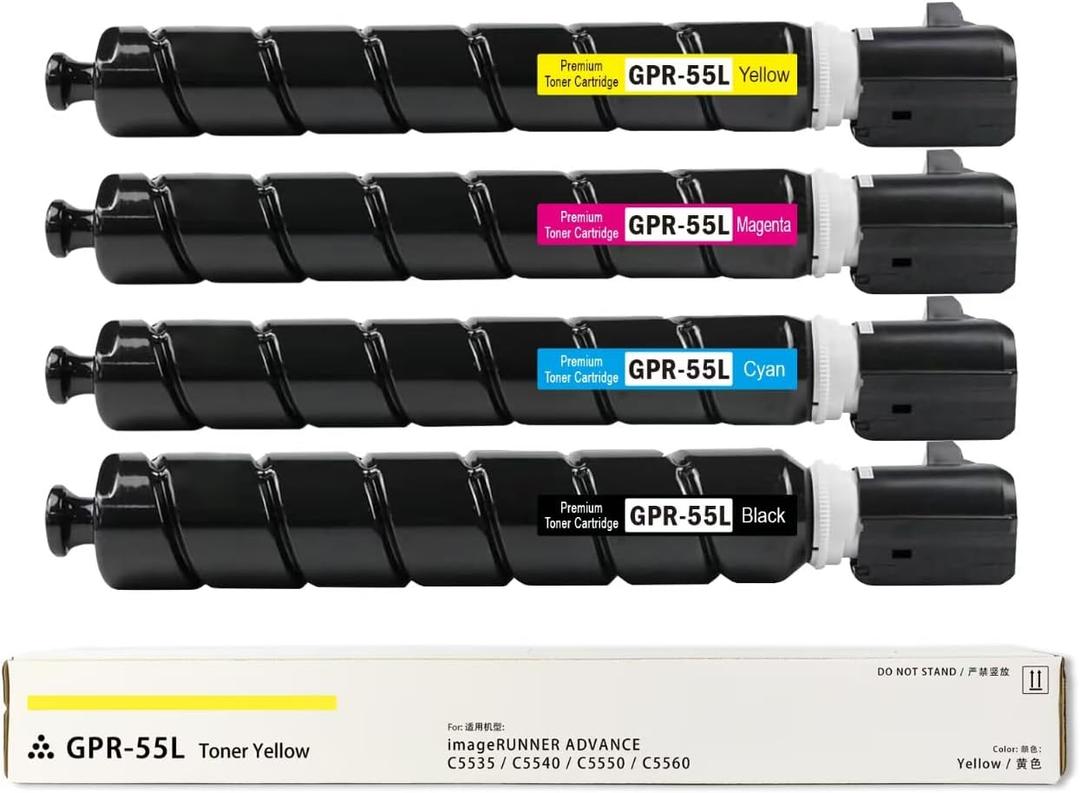 GPR55 GPR-55L Toner Cartridge 4 Pack(Black Cyan Magenta Yellow) GPR 55 High Yield Compatible with Canon imageRUNNER Advance C5535 C5535i C5540 C5540i C5560 C5560i C5550i Printer, 69K Pages