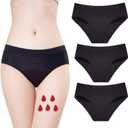 Period Underwear Heavy Flow Women 30ML Absorbent Leak Proof Panty Postpartum Pants Menstrual Panties Briefs (Large, Black)